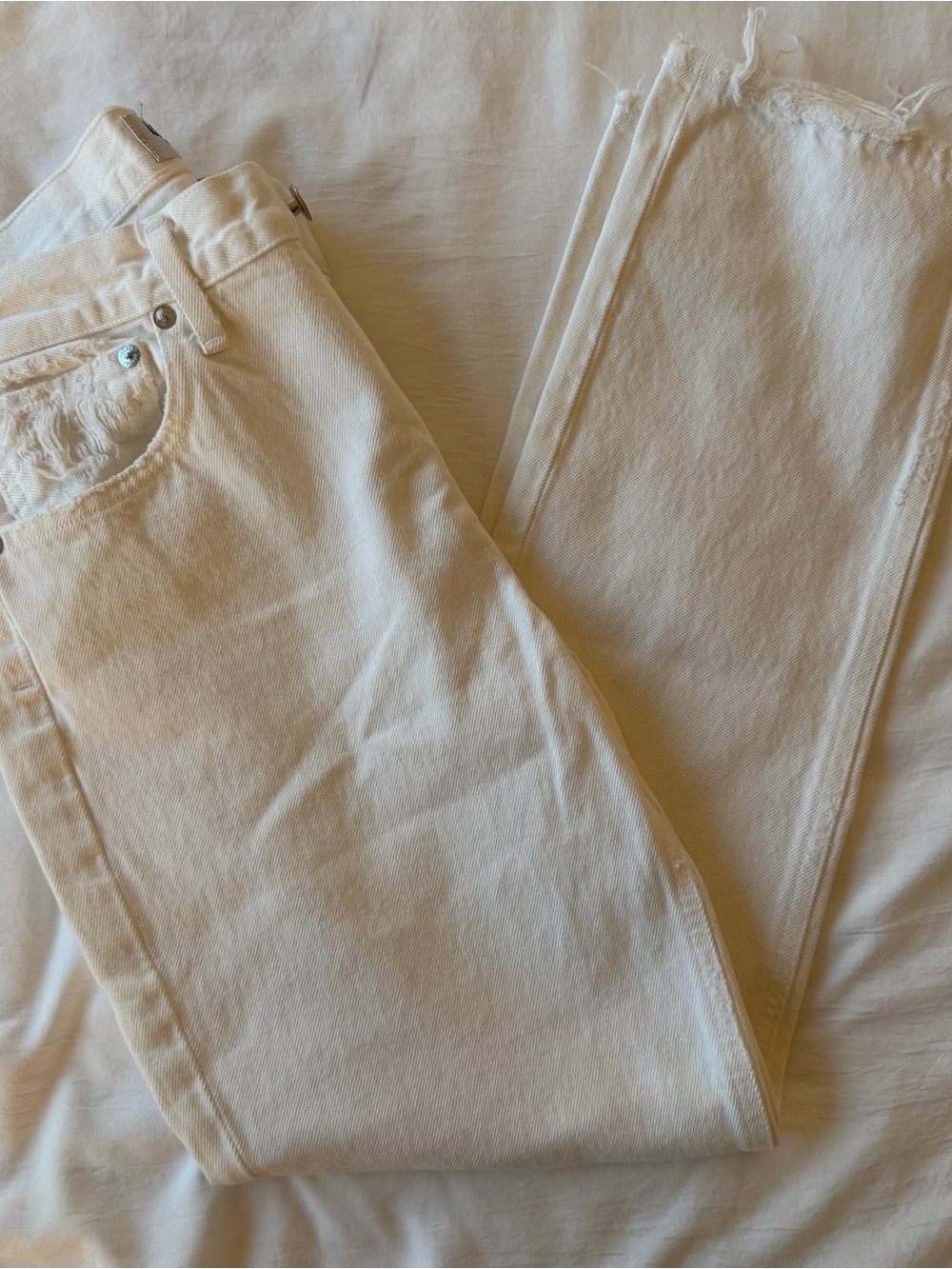 Agolde White Denim Jeans with Branded Waist Label